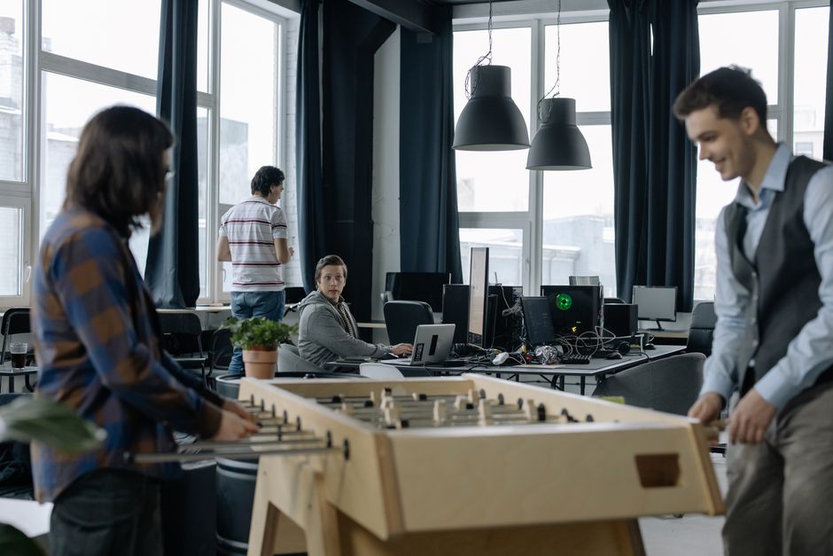 People working together in an open office